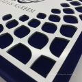 Caja de madera de terciopelo azul para fechas logotipo láser
